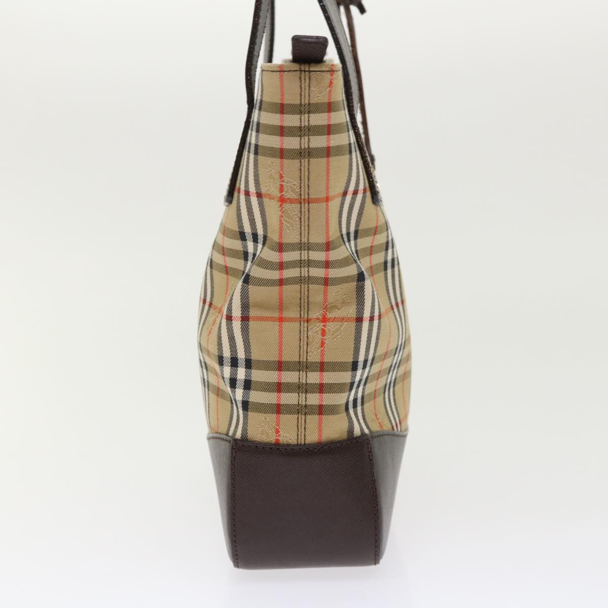 BurberrySs Nova Check Hand Bag Nylon Leather Beige Auth 46309