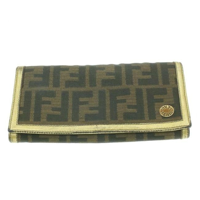 Fendi Zucca Print Gold Leather Vintage Wallet