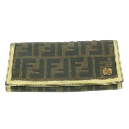 Fendi Zucca Print Gold Leather Vintage Wallet