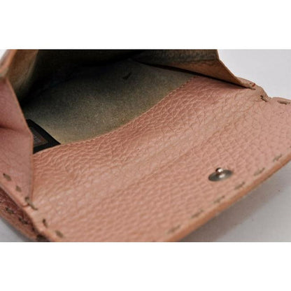 Fendi Pink Selleria Leather W Bi Fold Coin Purse Wallet