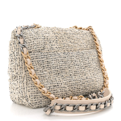 Tweed Quilted Medium Chanel 19 Flap Ecru Black