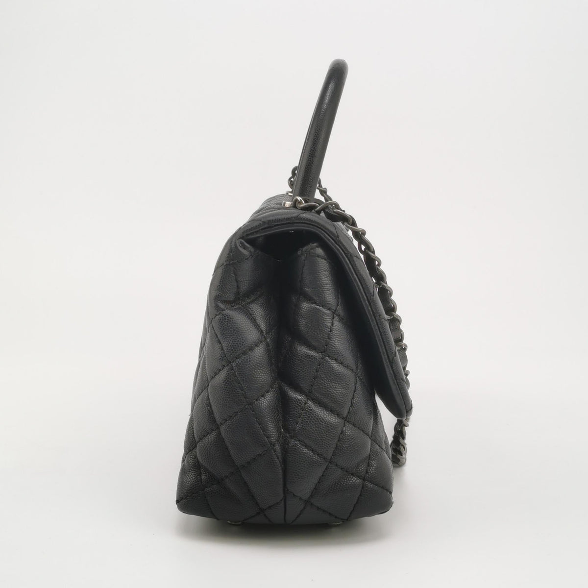 Chanel Coco Handle Medium Black Caviar Leather Silver Hardware, 2016