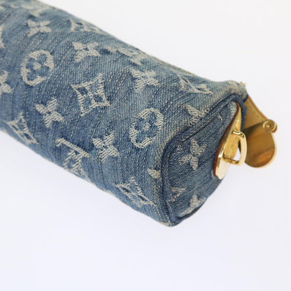 LOUIS VUITTON Monogram Denim Trousse Speedy GM Pouch Blue M95081 LV Auth 46892