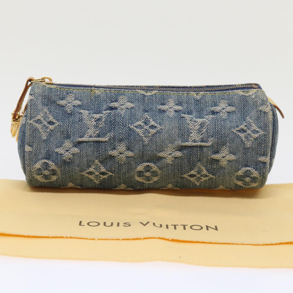 LOUIS VUITTON Monogram Denim Trousse Speedy GM Pouch Blue M95081 LV Auth 46892