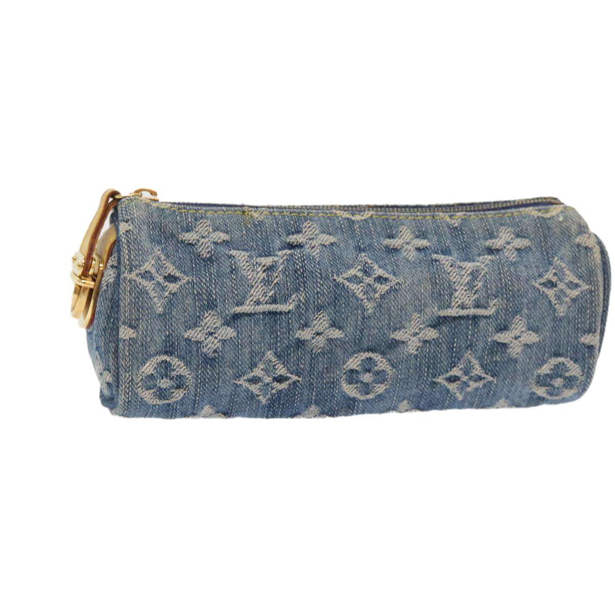 LOUIS VUITTON Monogram Denim Trousse Speedy GM Pouch Blue M95081 LV Auth 46892