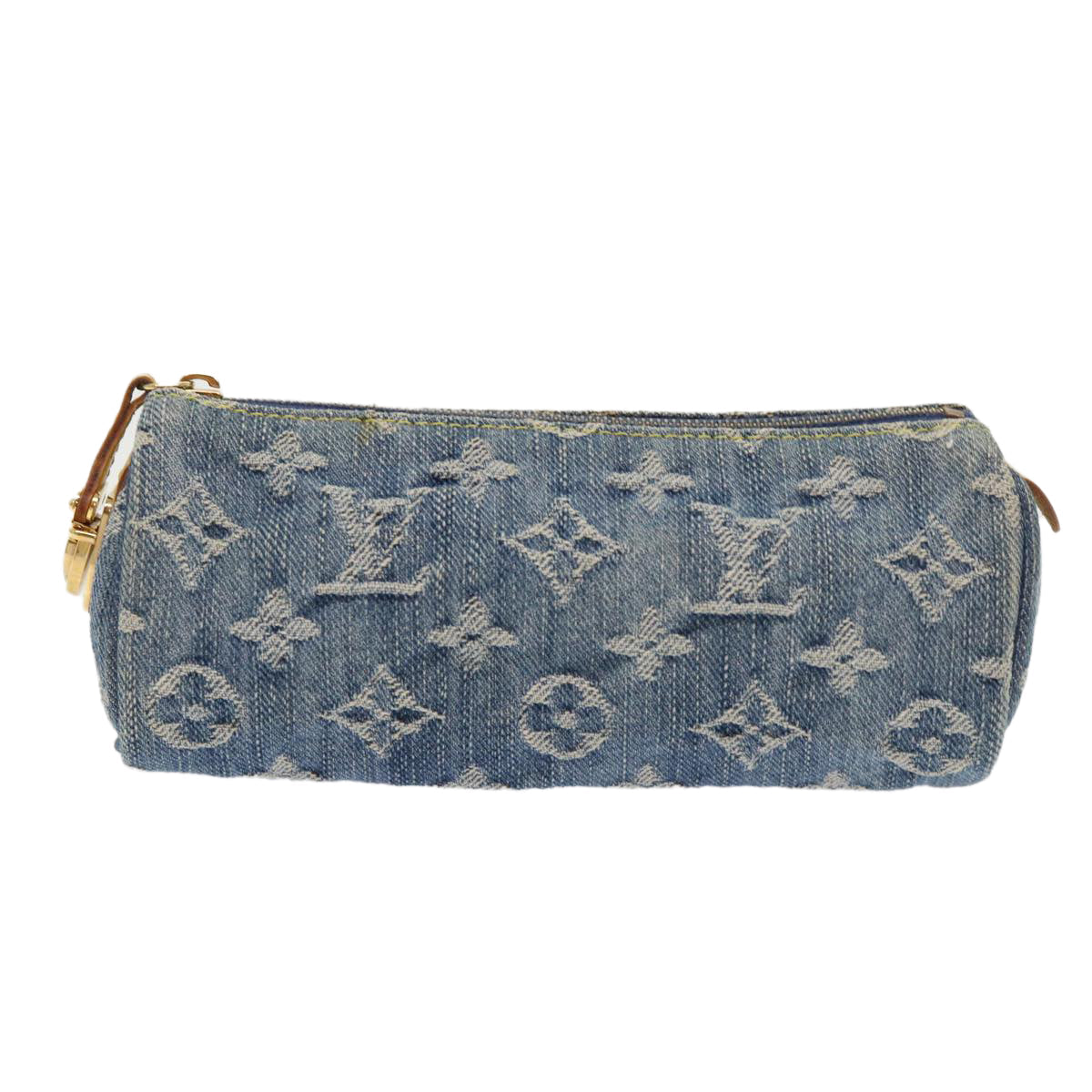 LOUIS VUITTON Monogram Denim Trousse Speedy GM Pouch Blue M95081 LV Auth 46892