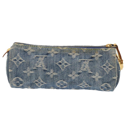 LOUIS VUITTON Monogram Denim Trousse Speedy GM Pouch Blue M95081 LV Auth 46892