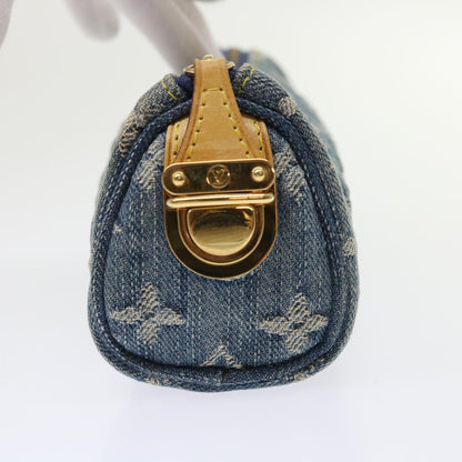 LOUIS VUITTON Monogram Denim Trousse Speedy GM Pouch Blue M95081 LV Auth 46892