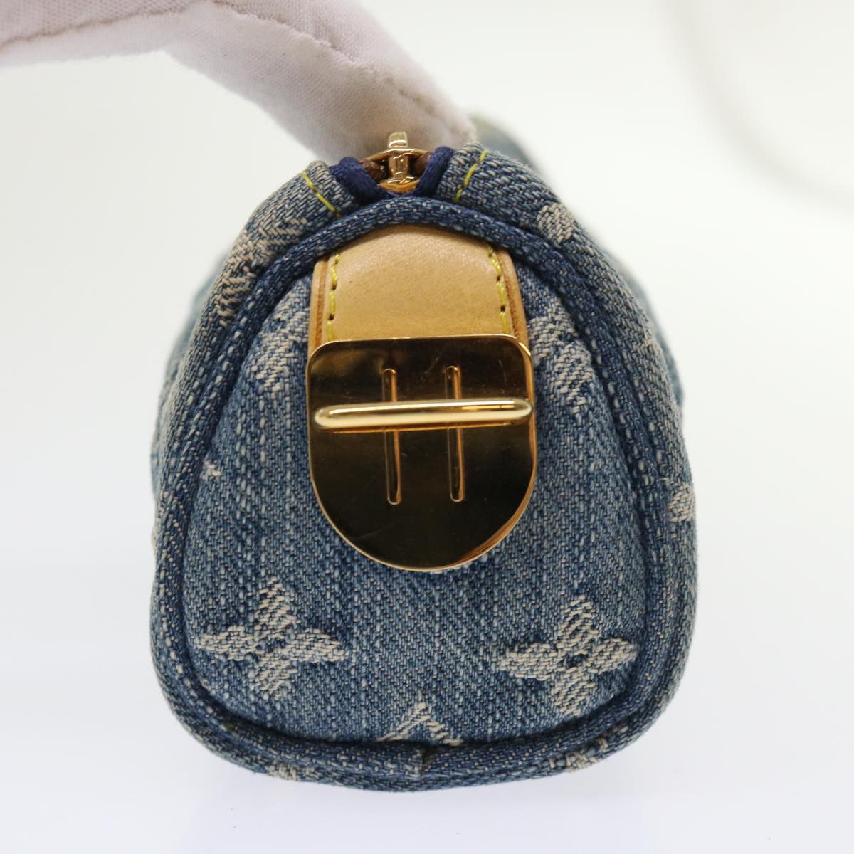 LOUIS VUITTON Monogram Denim Trousse Speedy GM Pouch Blue M95081 LV Auth 46892