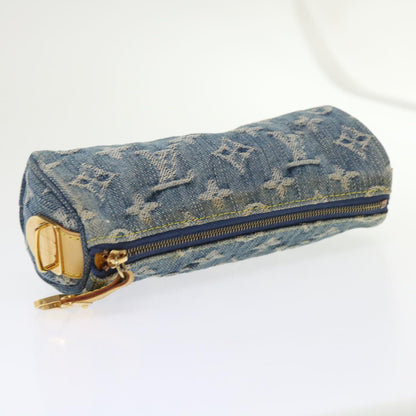 LOUIS VUITTON Monogram Denim Trousse Speedy GM Pouch Blue M95081 LV Auth 46892