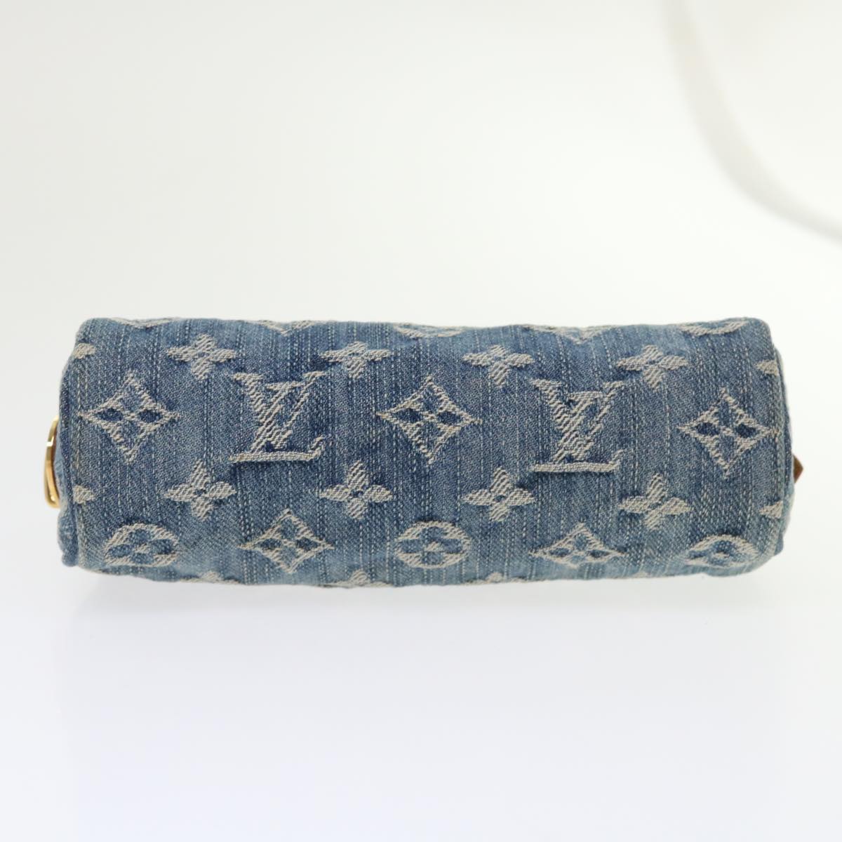 LOUIS VUITTON Monogram Denim Trousse Speedy GM Pouch Blue M95081 LV Auth 46892