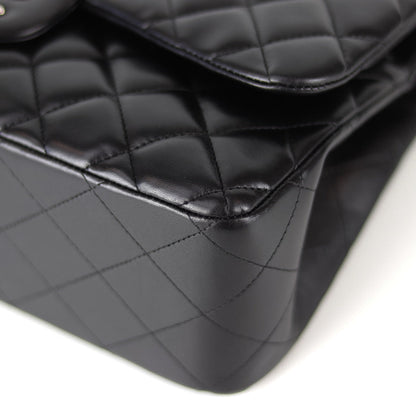 Jumbo Double Flap in Black Lambskin with SHW
