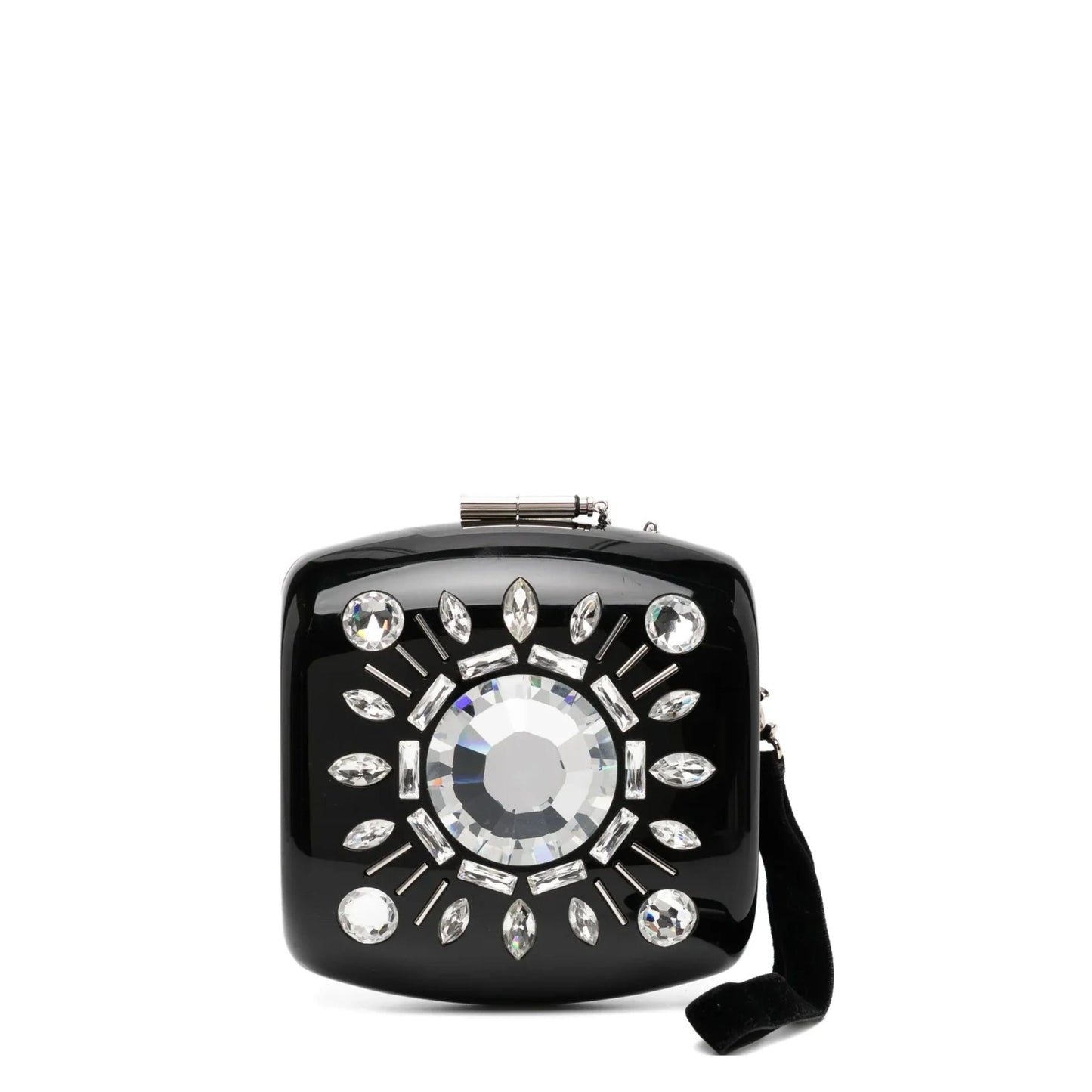Jewel Black Resin Minaudière Clutch