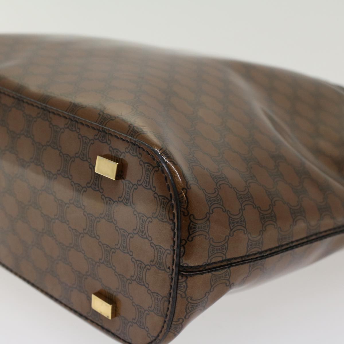 Celine Macadam Canvas Hand Bag Brown  47388