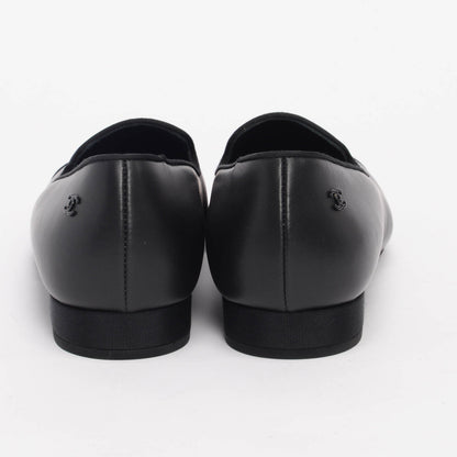 Chanel Black Calfskin Cap Toe Loafers 38