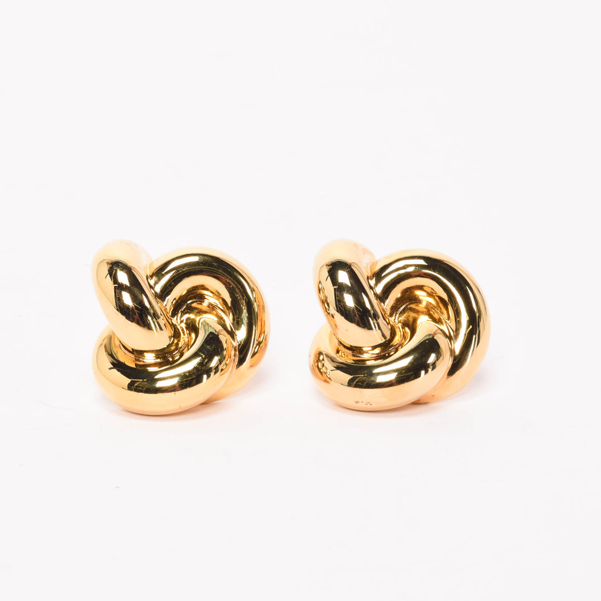 Saint Laurent Gold Tone Large Knot Clip Earrings