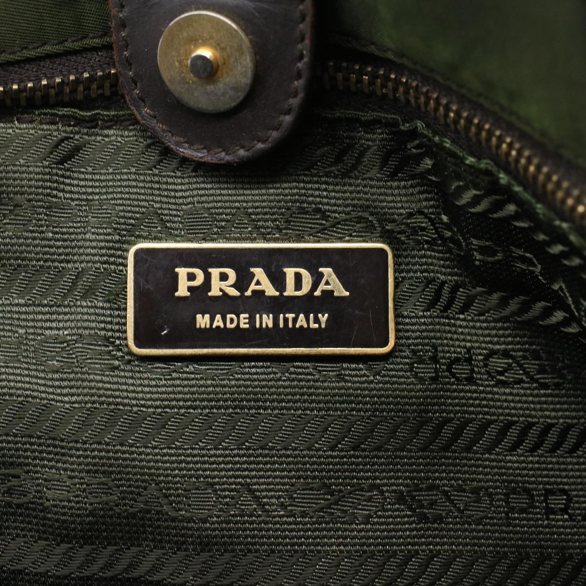 Prada Hand Bag Nylon Khaki  47526