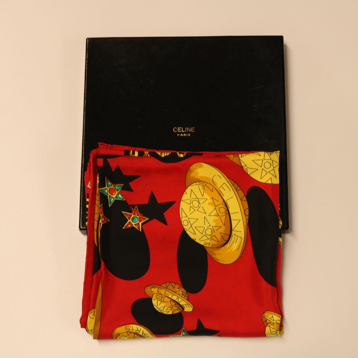 Celine Scarf Silk Red Black yellow  47529
