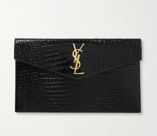 YSL Uptown Croc Effect Pouch