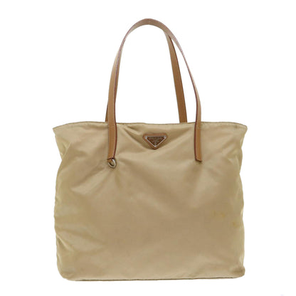 PRADA Shoulder Bag Nylon Beige Auth 47678