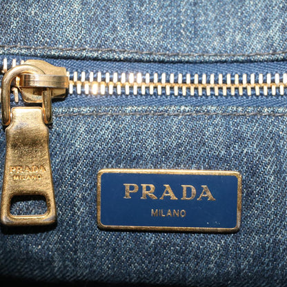 PRADA Canapa Hand Bag Canvas Blue Auth 47694