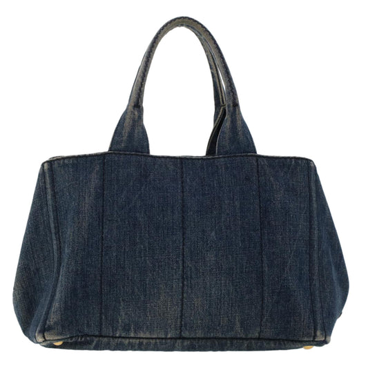 PRADA Canapa Hand Bag Canvas Blue Auth 47694