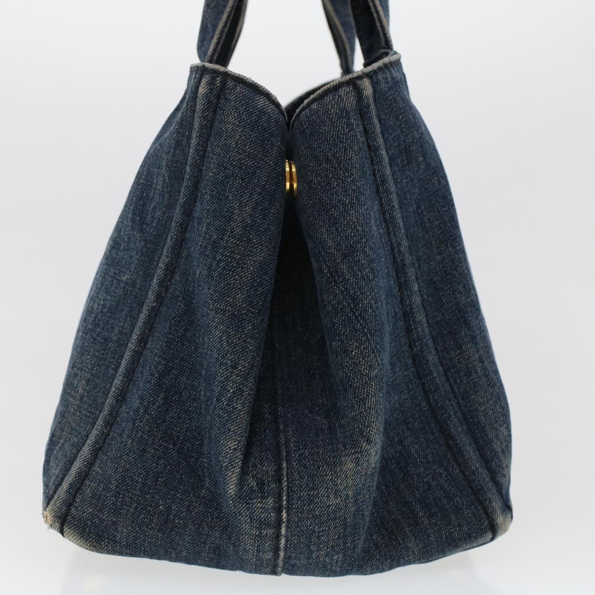 PRADA Canapa Hand Bag Canvas Blue Auth 47694