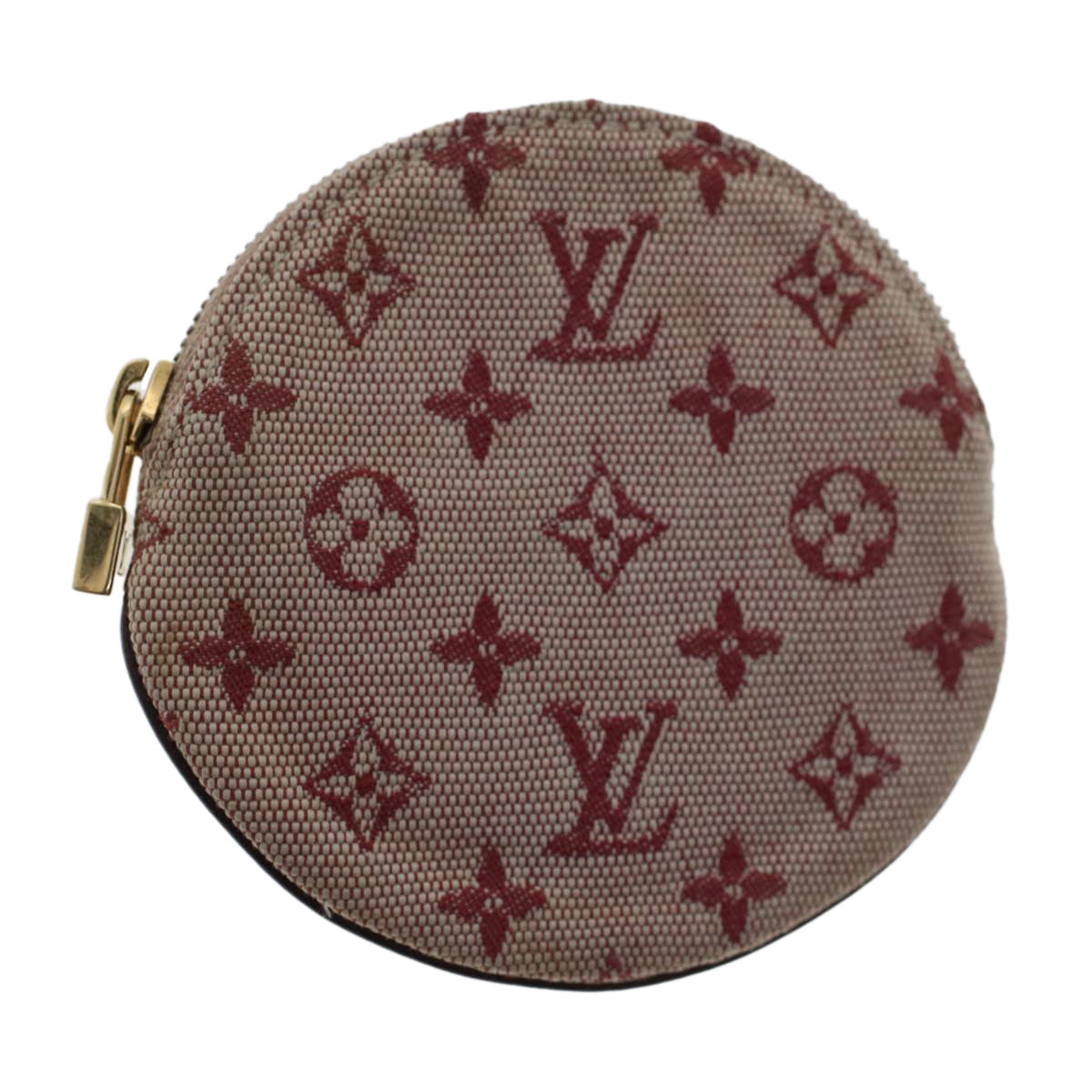 Louis Vuitton Monogram Mini Porte Monnaie Ron Coin Purse Red M92462 Auth 47704