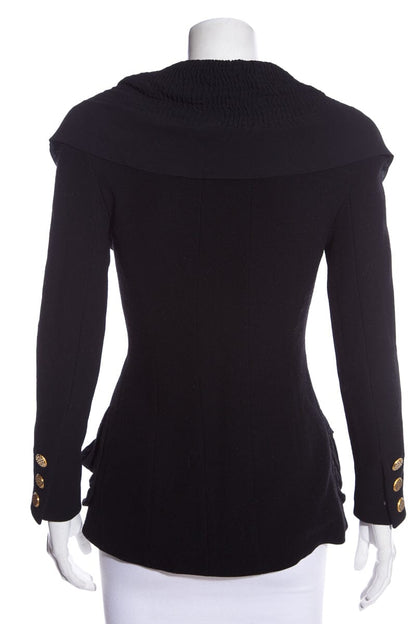 Chanel Vintage Black Ruffled Blazer SZ 34