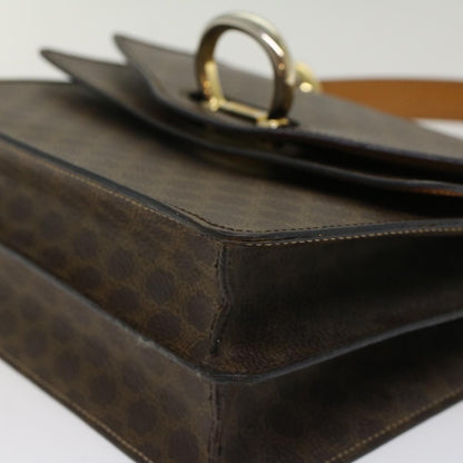 Celine Macadam Canvas Hand Bag PVC Leather Brown  47998