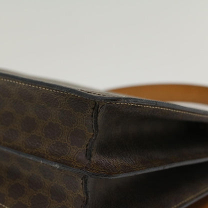 Celine Macadam Canvas Hand Bag PVC Leather Brown  47998