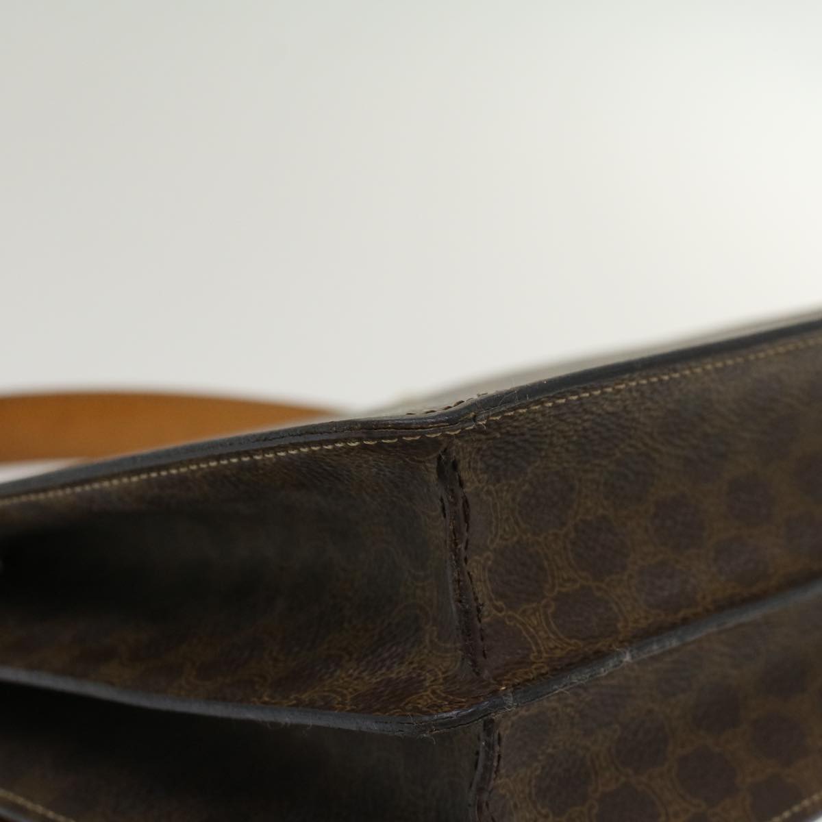 Celine Macadam Canvas Hand Bag PVC Leather Brown  47998