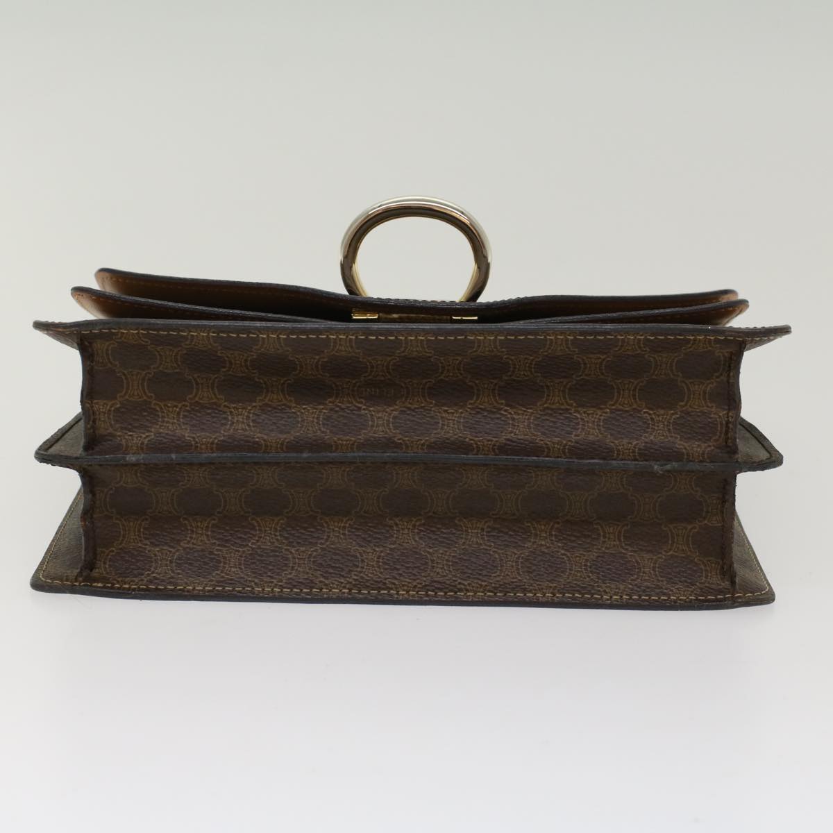 Celine Macadam Canvas Hand Bag PVC Leather Brown  47998