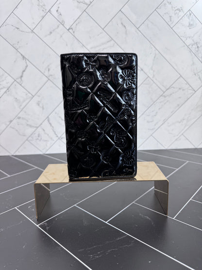 Chanel Black Patent Leather Charms Long Wallet