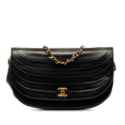 Chanel Coco Half Moon Chain Shoulder Bag Black   Chanel