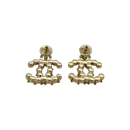 Chanel CC Crystal Resin Pearl Drop Earrings