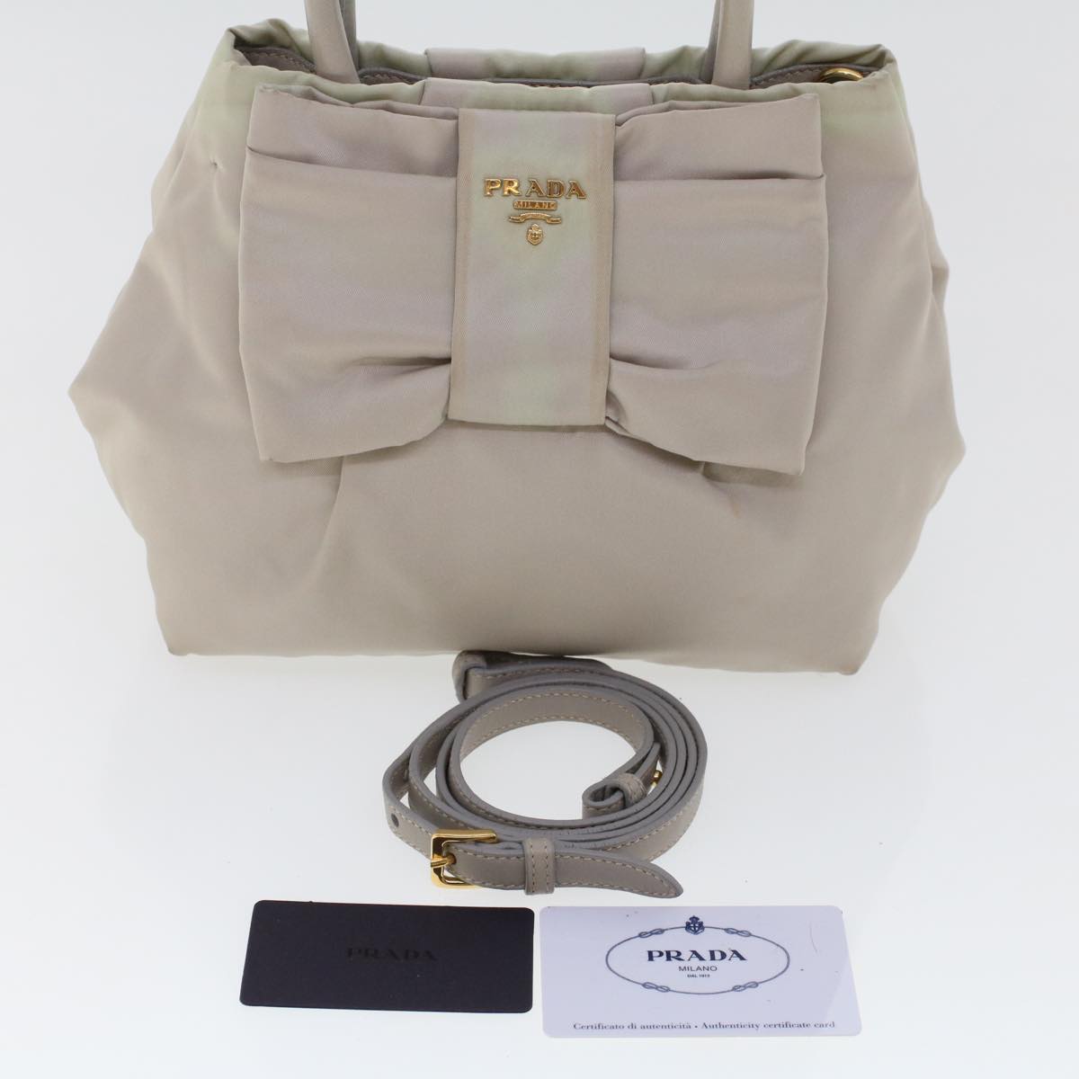 Prada Hand Bag Nylon 2way Gray  48005