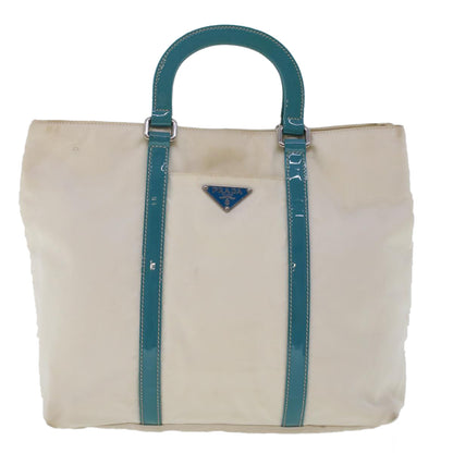 Prada Hand Bag Nylon 2way White Turquoise Blue  48007