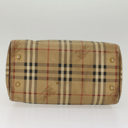 BurberrySs Nova Check Hand Bag PVC Leather Beige Brown Auth 48027