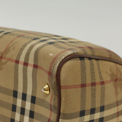BurberrySs Nova Check Hand Bag PVC Leather Beige Brown Auth 48027
