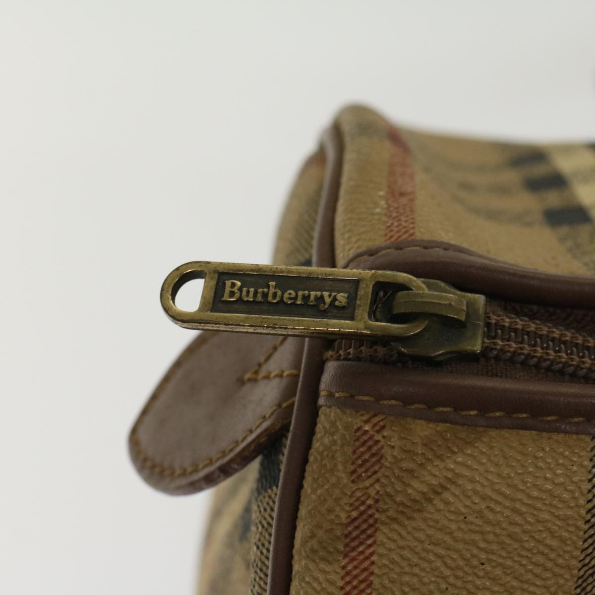 BurberrySs Nova Check Hand Bag PVC Leather Beige Brown Auth 48027