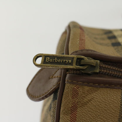 BurberrySs Nova Check Hand Bag PVC Leather Beige Brown Auth 48027