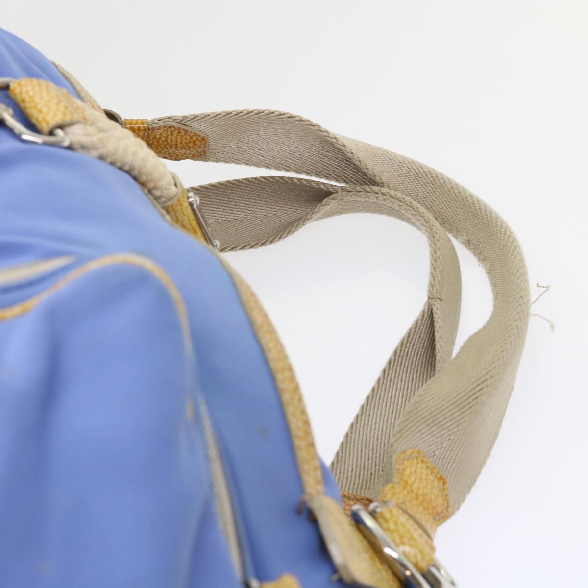 Celine Boston Bag Nylon Blue Brown  48042