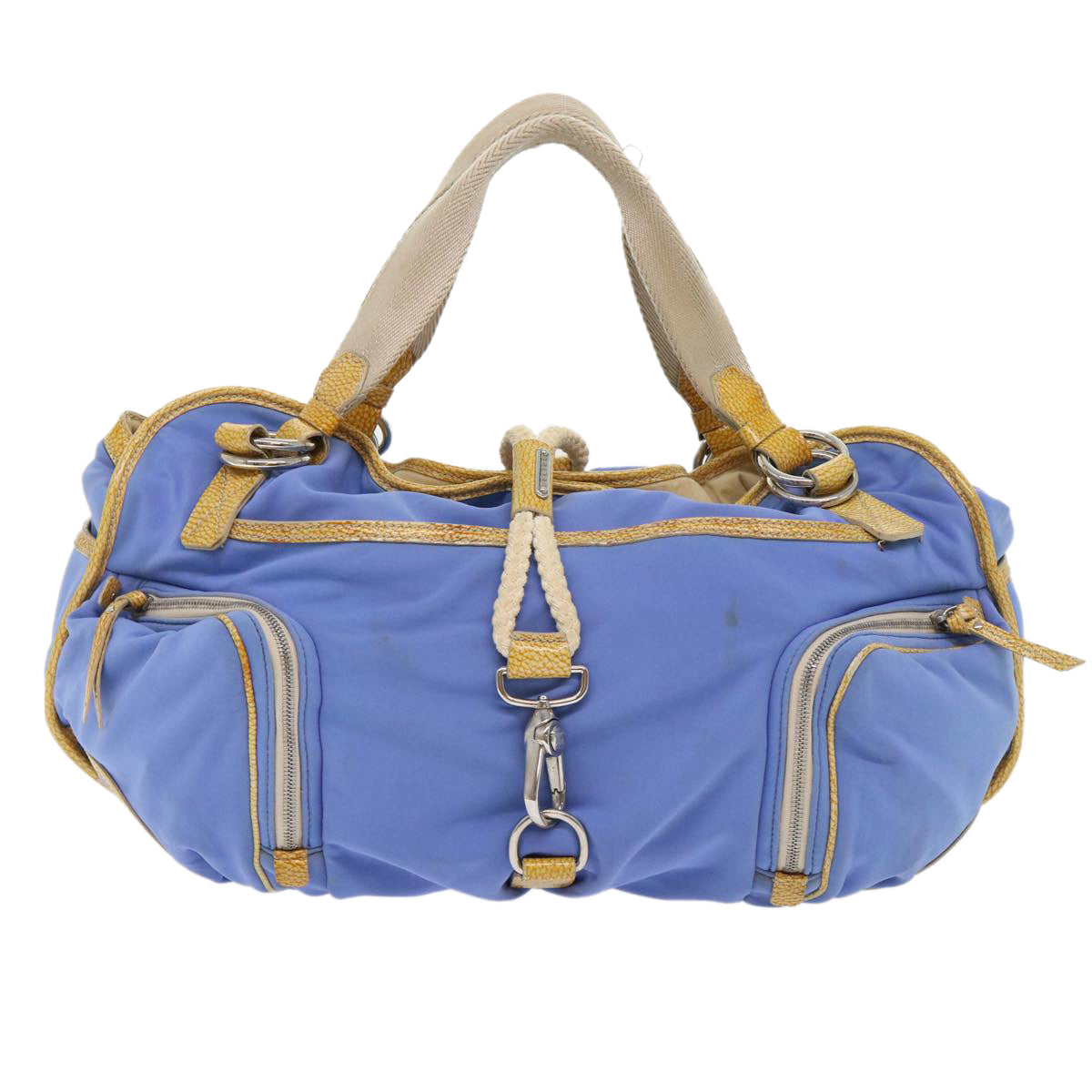 Celine Boston Bag Nylon Blue Brown  48042