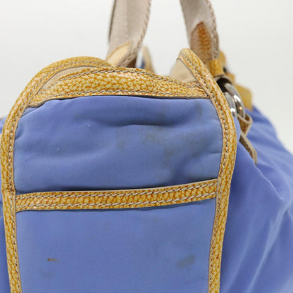 Celine Boston Bag Nylon Blue Brown  48042