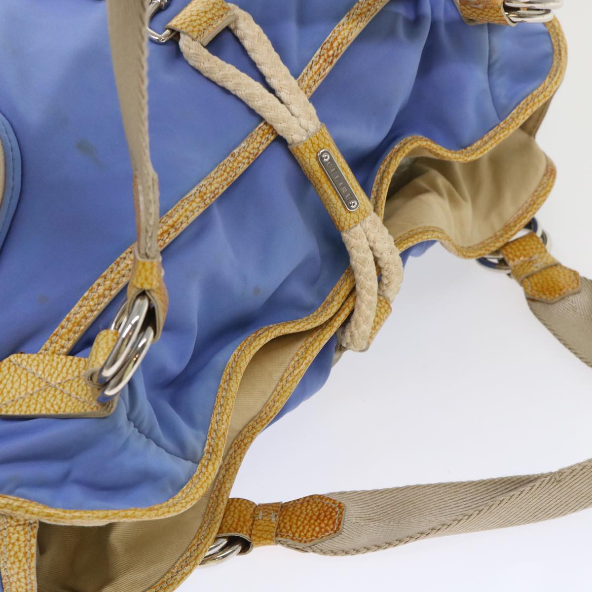 Celine Boston Bag Nylon Blue Brown  48042