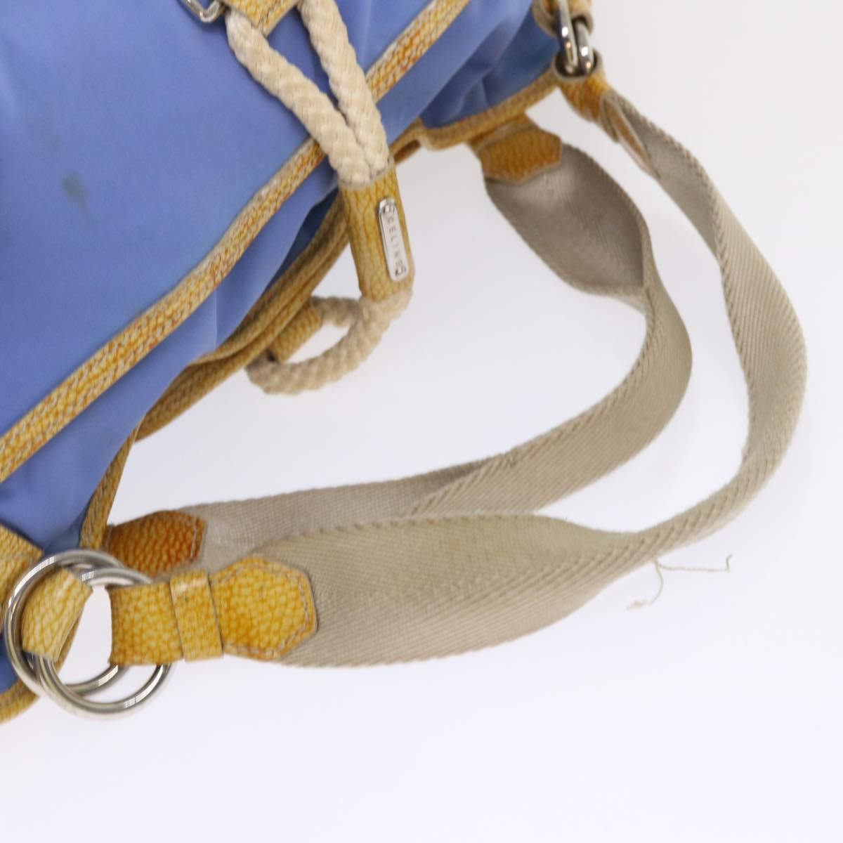Celine Boston Bag Nylon Blue Brown  48042