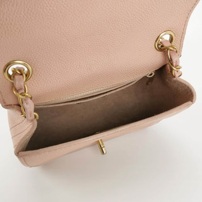 Chanel Mini Square Classic Flap Pink Caviar Leather with Gold-tone Hardware