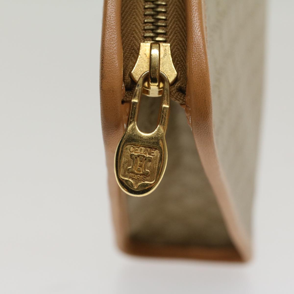 Celine Macadam Canvas Clutch Bag PVC Leather Beige  48156