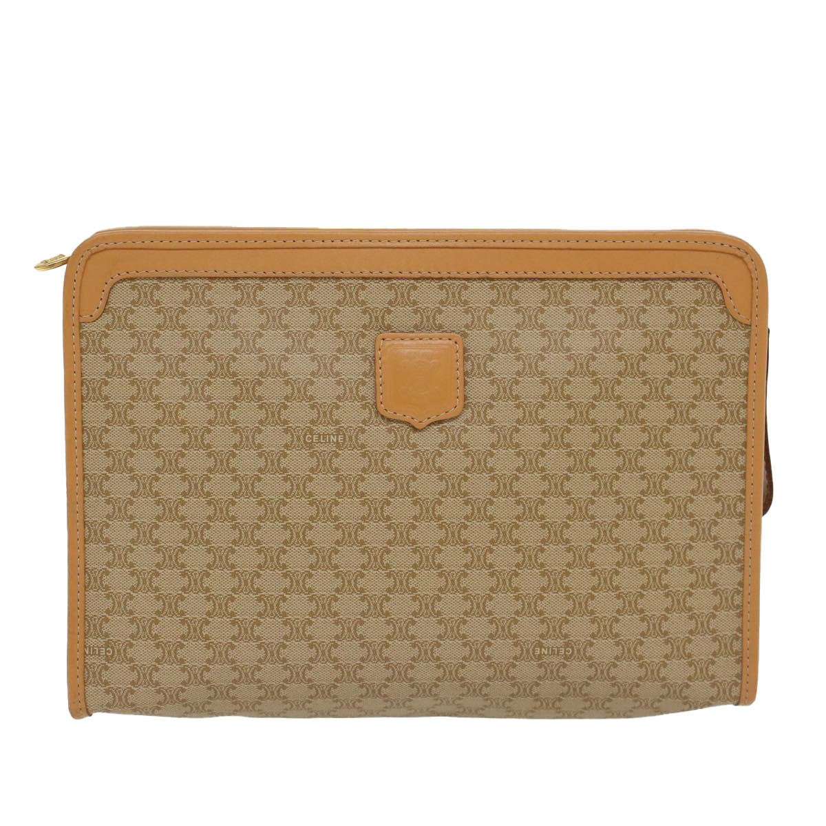 Celine Macadam Canvas Clutch Bag PVC Leather Beige  48156